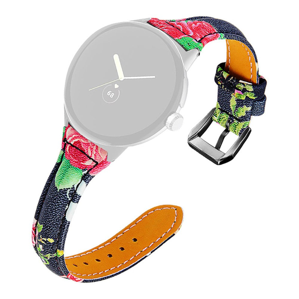 Rigtigt smuk Google Pixel Watch รgte lรฆder Rem - Rรธd#serie_1