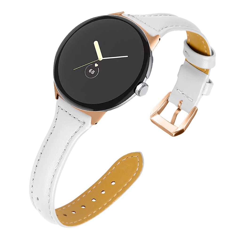 Meget godt Google Pixel Watch รgte lรฆder Rem - Hvid#serie_1