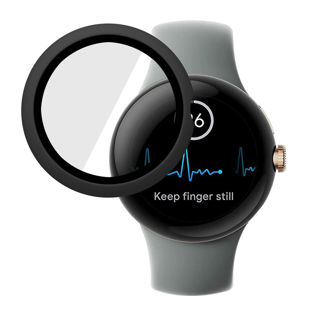 Beskyttende Google Pixel Watch Cover med Skรฆrmbeskytter i Plastik og Hรฆrdet Glas - Sort#serie_1