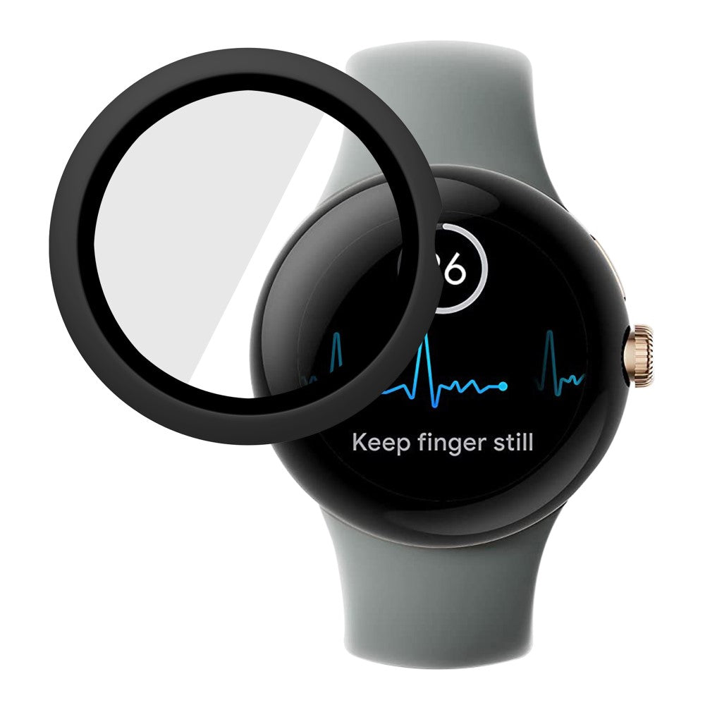 Super Fed Google Pixel Watch Cover med Skรฆrmbeskytter i Plastik og Hรฆrdet Glas - Sort#serie_1