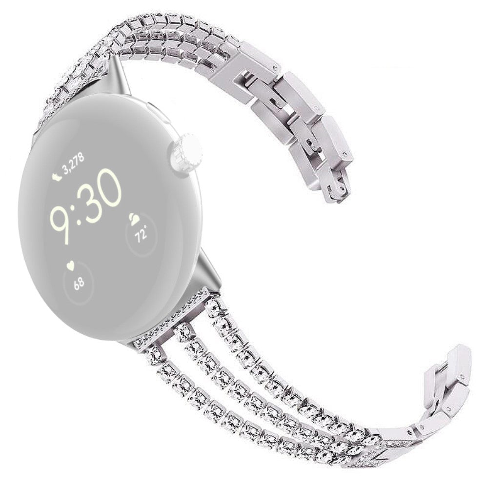 Rigtigt Skรธn Metal Og Rhinsten Rem passer til Google Pixel Watch - Sรธlv#serie_1