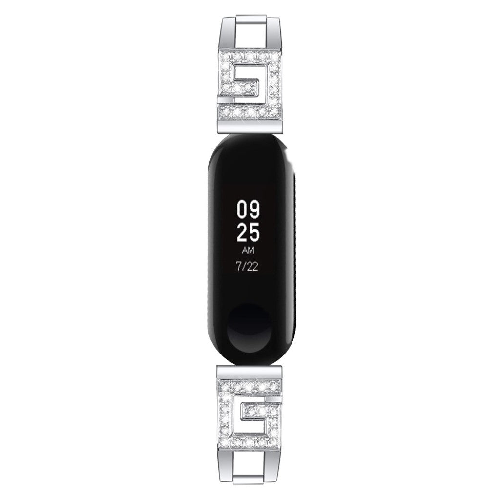 Xiaomi Mi Band 3 / Xiaomi Mi Smart Band 4 Metal og Rhinsten Rem - Sølv#serie_2