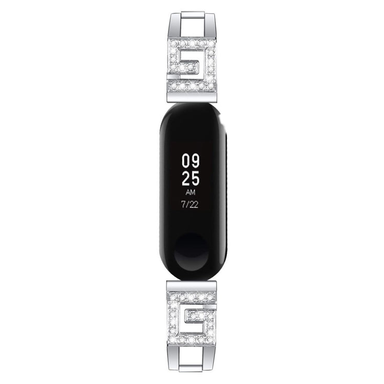 Xiaomi Mi Band 3 / Xiaomi Mi Smart Band 4 Metal og Rhinsten Rem - Sølv#serie_2
