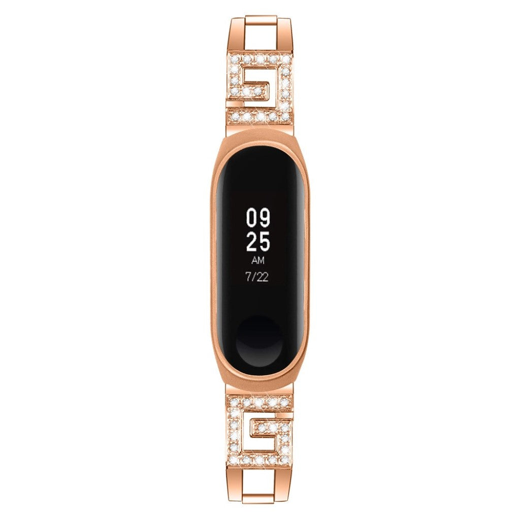 Xiaomi Mi Band 3 / Xiaomi Mi Smart Band 4 Metal og Rhinsten Rem - Pink#serie_3