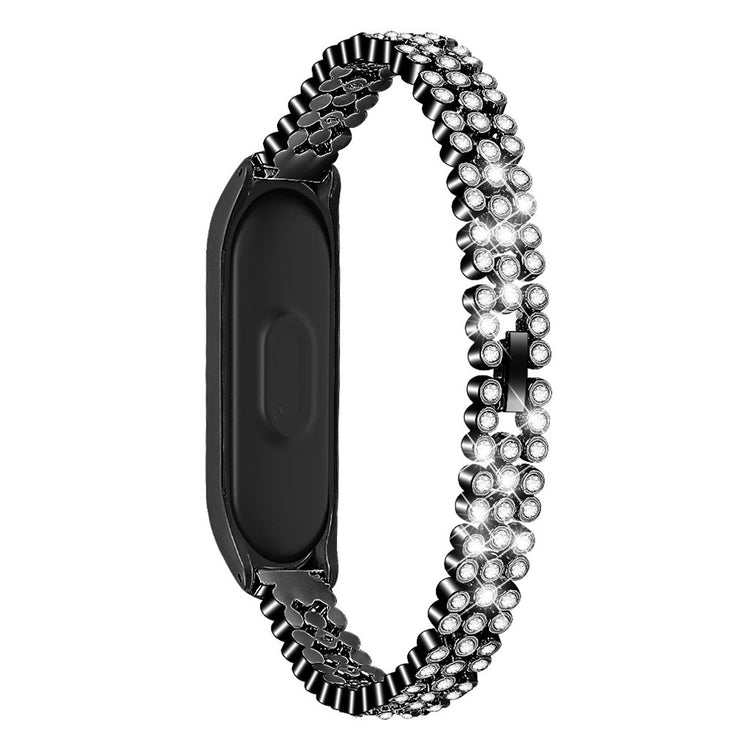 Xiaomi Mi Band 3 / Xiaomi Mi Smart Band 4 Metal og Rhinsten Rem - Sort#serie_1