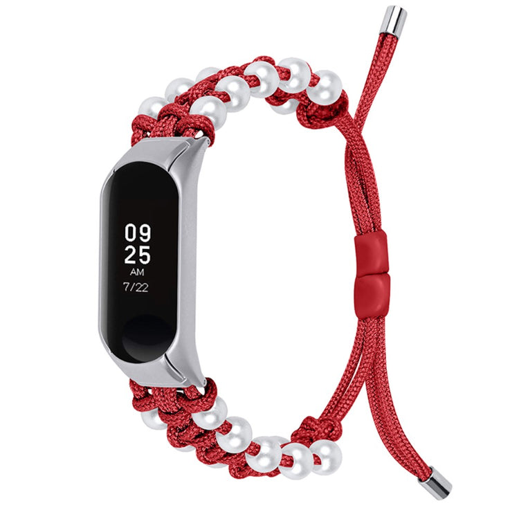 Xiaomi Mi Smart Band 6 / Xiaomi Mi Band 5 Rhinsten og Nylon Rem - Rød#serie_4