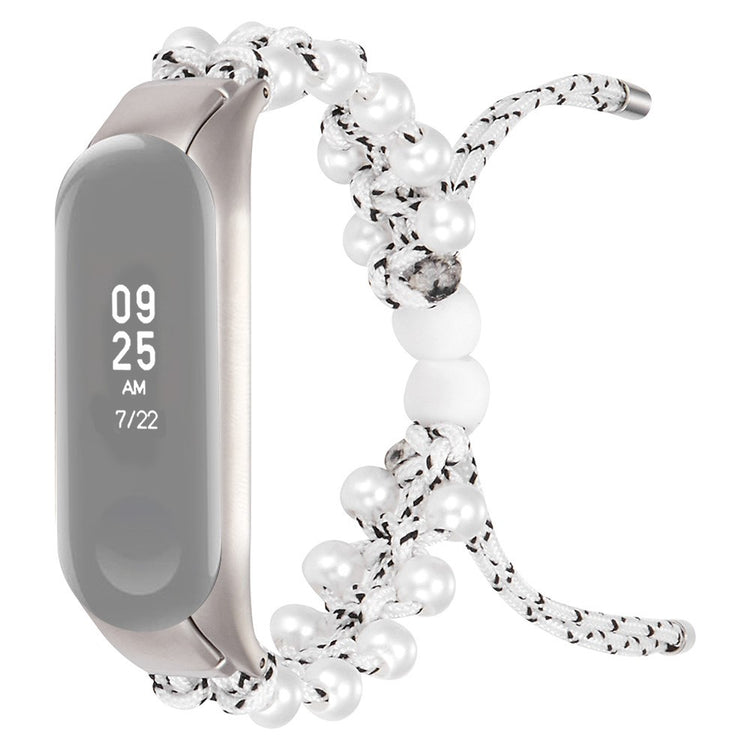 Xiaomi Mi Smart Band 6 / Xiaomi Mi Band 5 Rhinsten og Nylon Rem - Hvid#serie_1