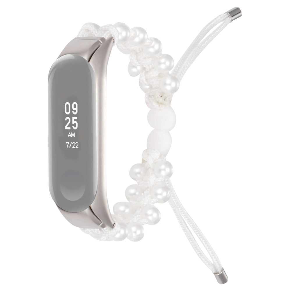 Xiaomi Mi Smart Band 6 / Xiaomi Mi Band 5 Rhinsten og Nylon Rem - Hvid#serie_2