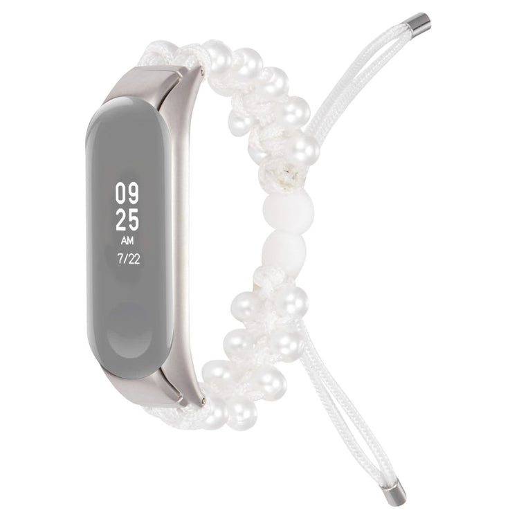 Xiaomi Mi Smart Band 6 / Xiaomi Mi Band 5 Rhinsten og Nylon Rem - Hvid#serie_2