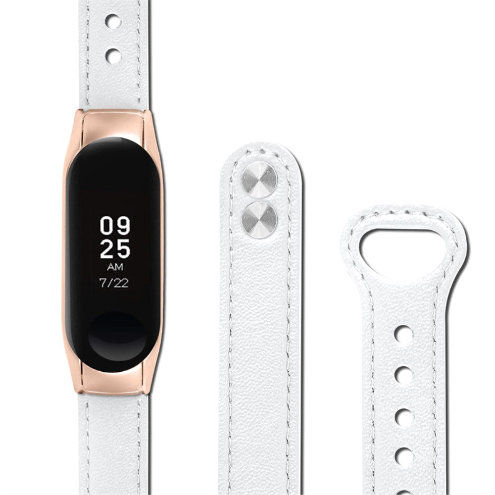 Xiaomi Mi Smart Band 6 / Xiaomi Mi Band 5 Ægte læder Urrem - Hvid#serie_1