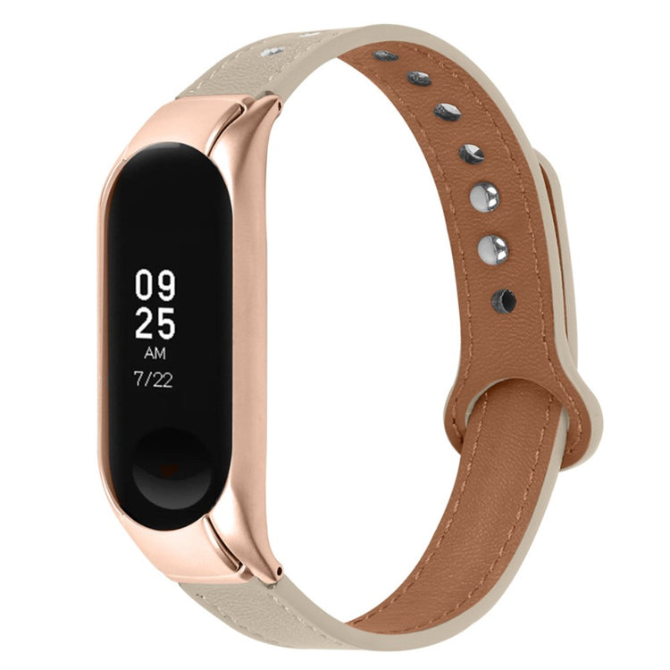 Xiaomi Mi Smart Band 6 / Xiaomi Mi Band 5 Ægte læder Urrem - Hvid#serie_7