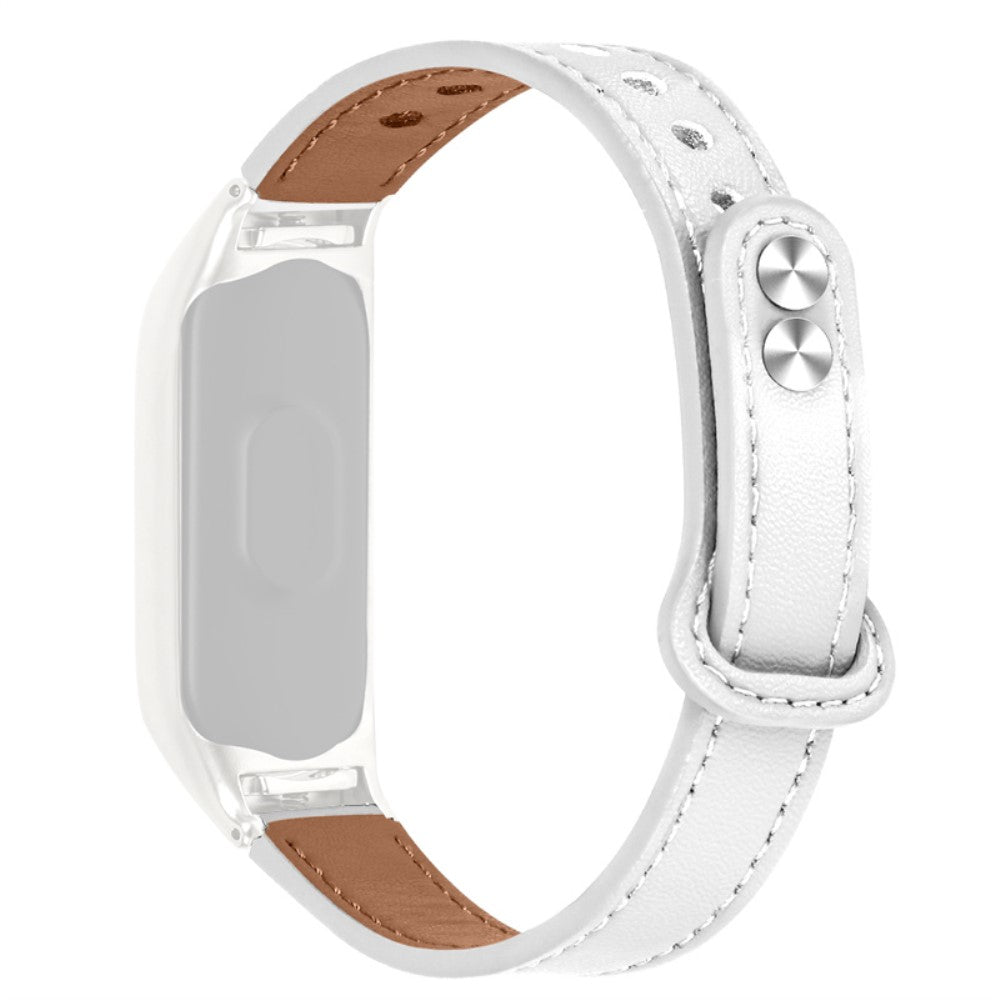 Xiaomi Mi Smart Band 6 / Xiaomi Mi Band 5 รgte lรฆder Rem - Hvid#serie_1
