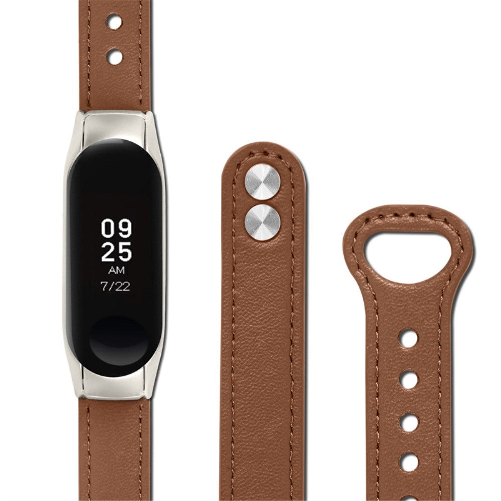 Xiaomi Mi Smart Band 6 / Xiaomi Mi Band 5 Ægte læder Urrem - Brun#serie_11