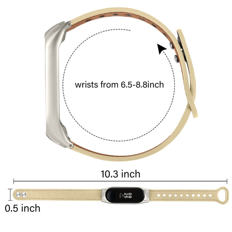 Xiaomi Mi Smart Band 6 / Xiaomi Mi Band 5 Ægte læder Urrem - Beige#serie_5