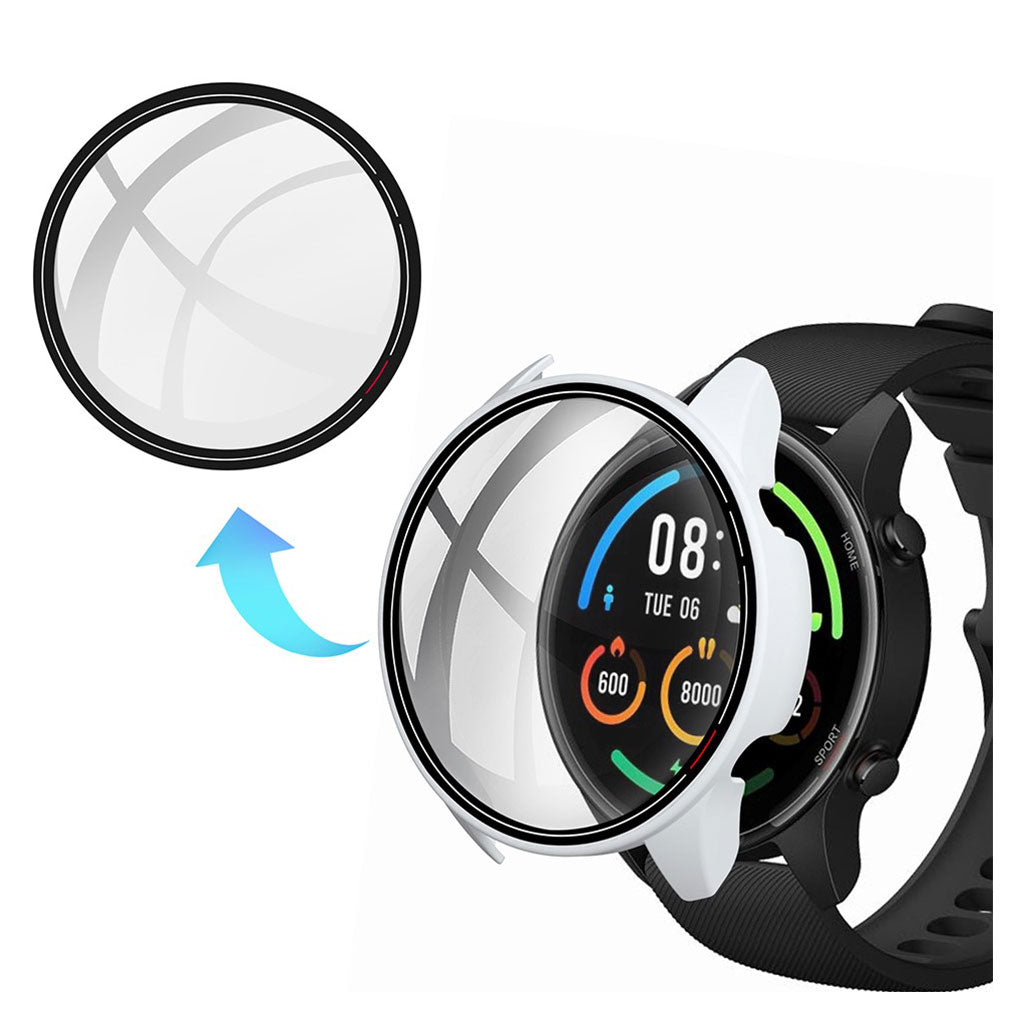 Super Flot Xiaomi Mi Watch Color Cover med Skรฆrmbeskytter i Plastik og Glas - Hvid#serie_1