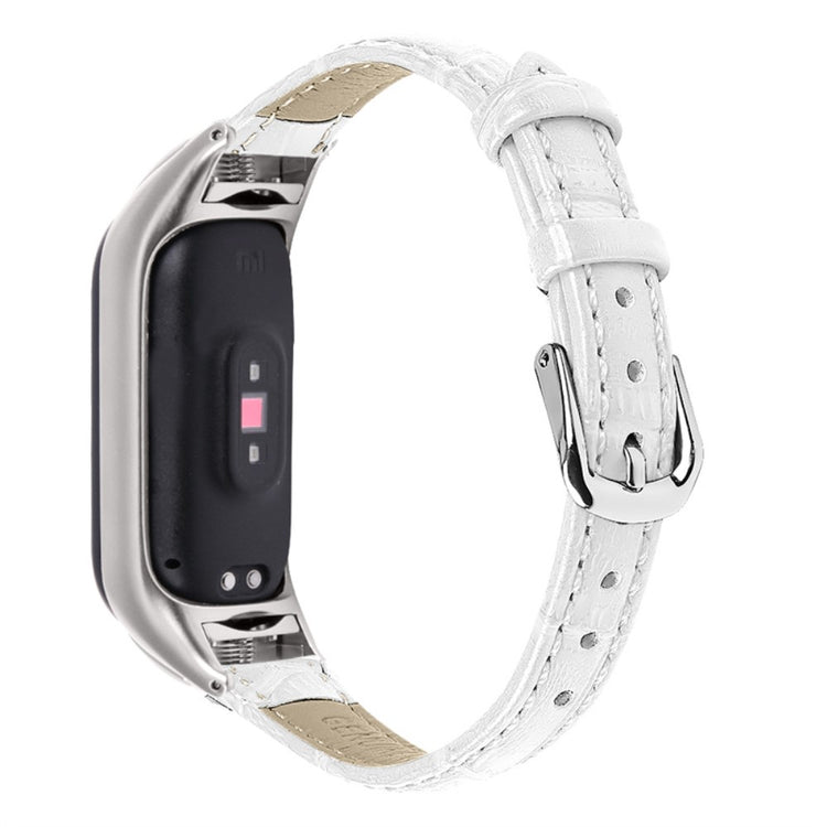 Mega slidstærk Xiaomi Mi Band 7 Ægte læder Rem - Hvid#serie_1