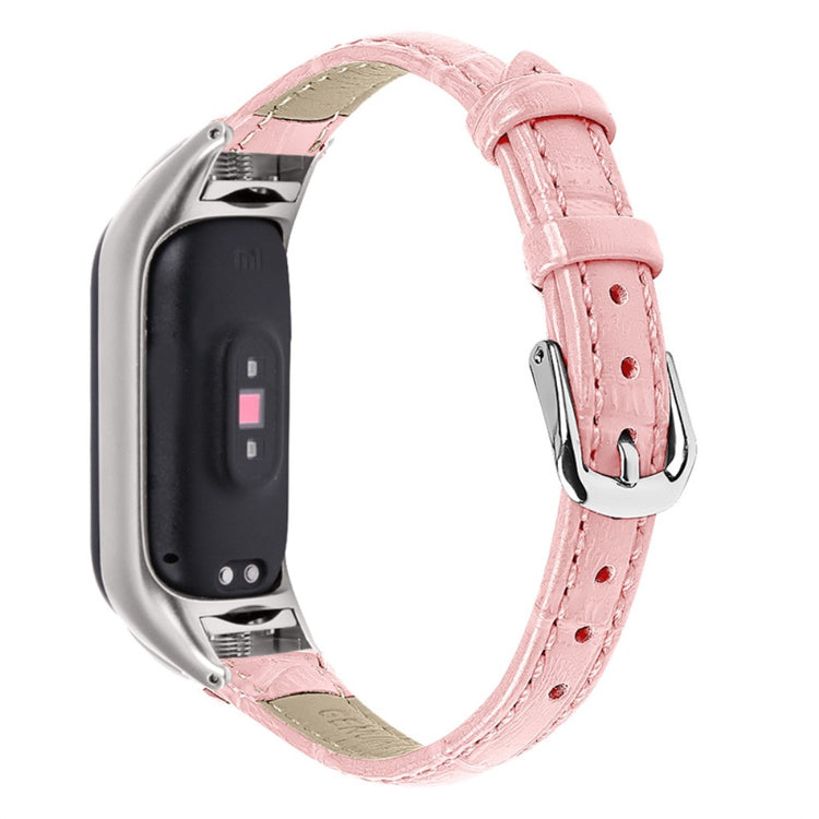Mega slidstærk Xiaomi Mi Band 7 Ægte læder Rem - Pink#serie_2