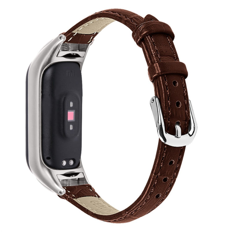 Mega slidstærk Xiaomi Mi Band 7 Ægte læder Rem - Brun#serie_6
