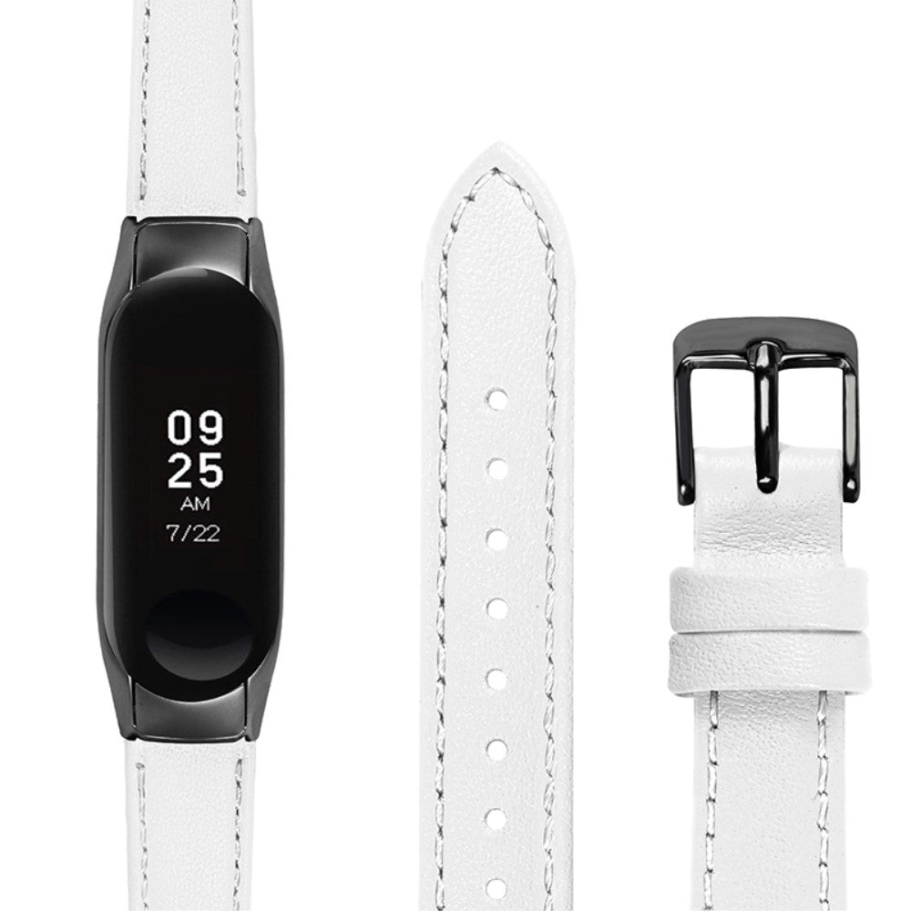 Super fint Xiaomi Mi Band 7 Ægte læder Urrem - Hvid#serie_1