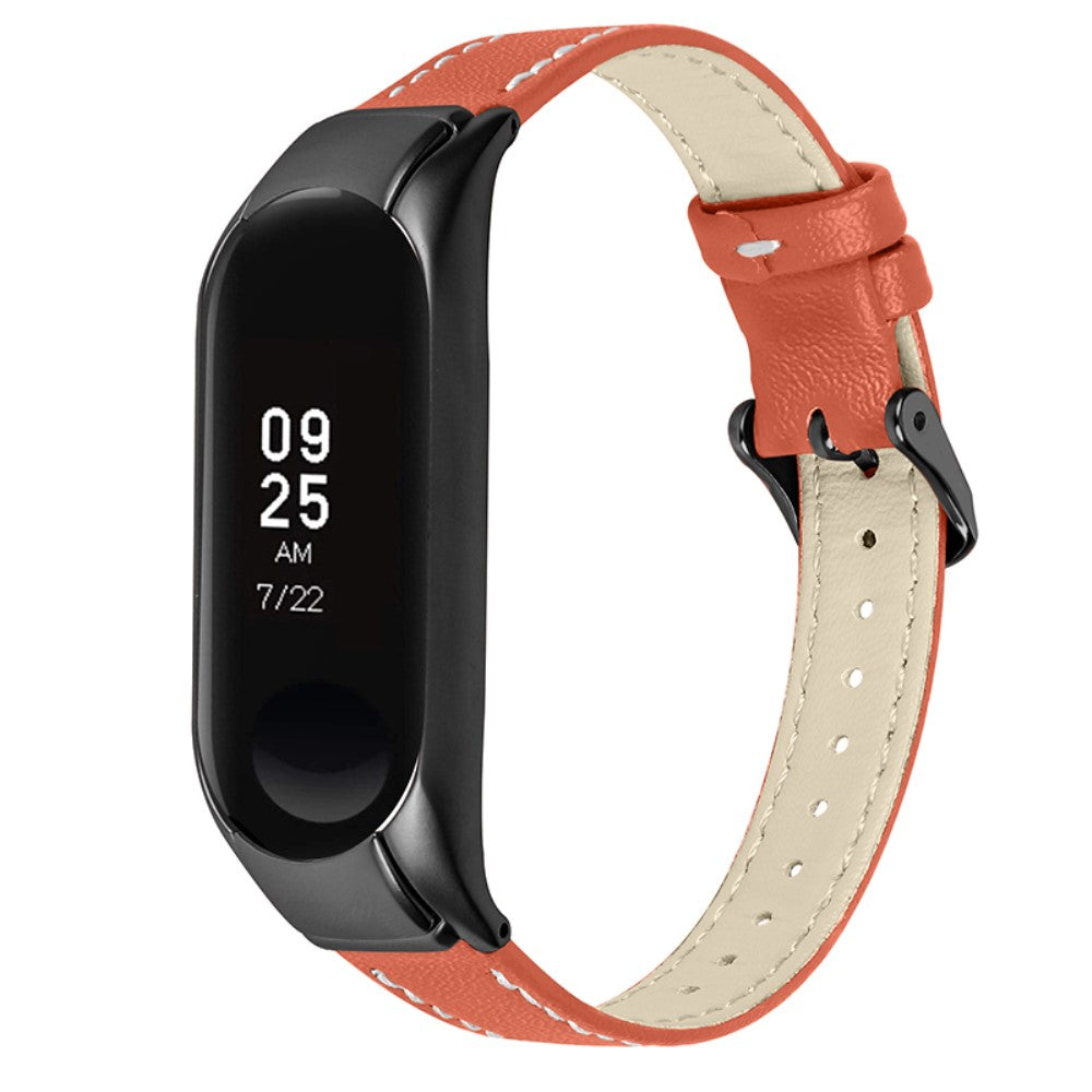 Super nydelig Xiaomi Mi Band 7 Ægte læder Rem - Orange#serie_2