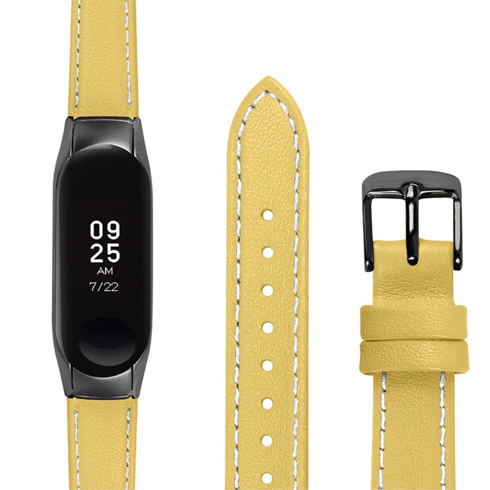 Super fint Xiaomi Mi Band 7 Ægte læder Urrem - Gul#serie_5