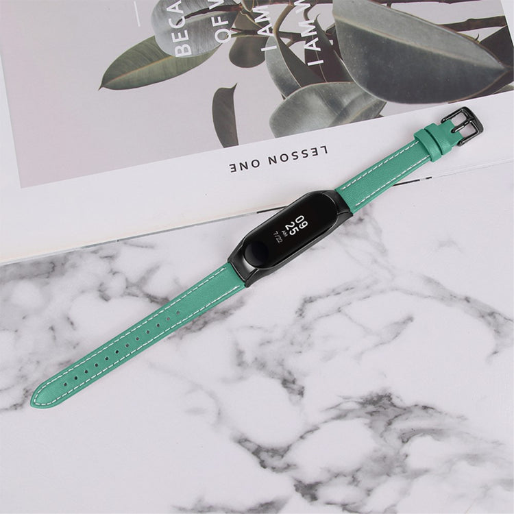 Super fint Xiaomi Mi Band 7 Ægte læder Urrem - Grøn#serie_7