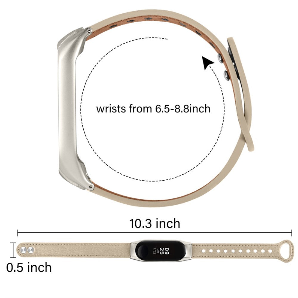 Vildt fantastisk Xiaomi Mi Band 7 Ægte læder Urrem - Beige#serie_3