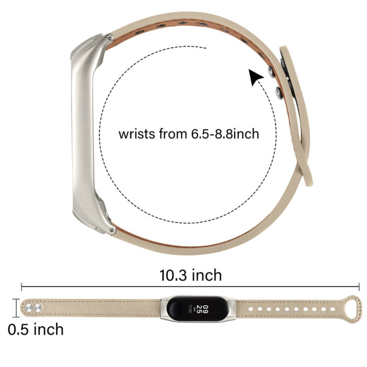 Vildt fantastisk Xiaomi Mi Band 7 Ægte læder Urrem - Beige#serie_3