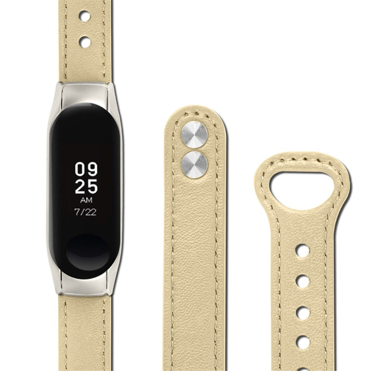 Vildt fantastisk Xiaomi Mi Band 7 Ægte læder Urrem - Beige#serie_5