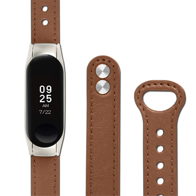 Glimrende Xiaomi Mi Band 7 Ægte læder Urrem - Brun#serie_11