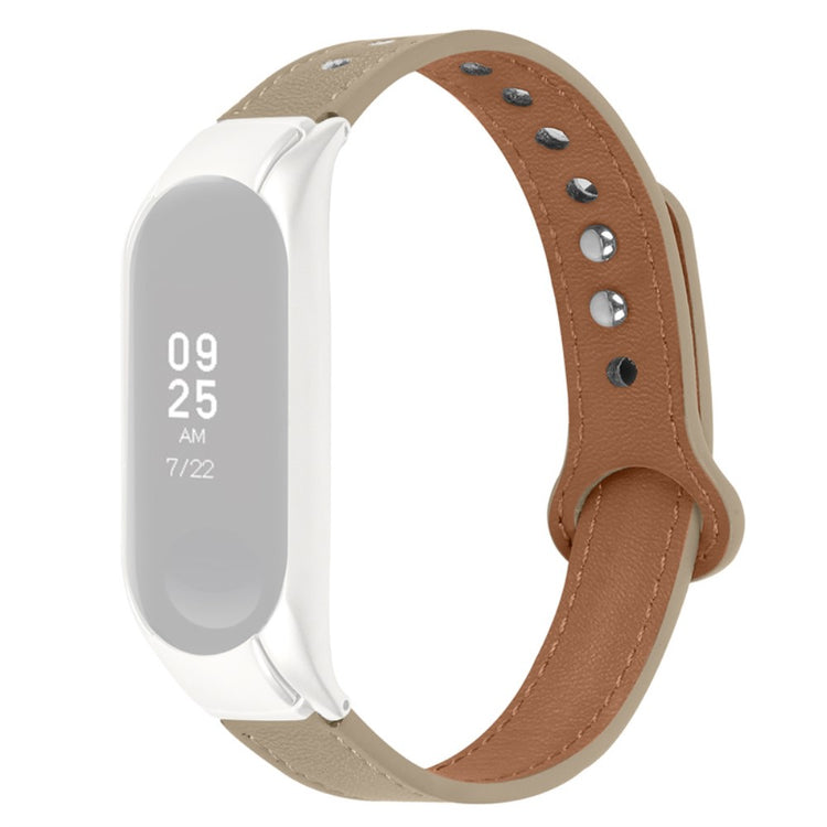 Rigtigt kønt Xiaomi Mi Band 7 Ægte læder Rem - Beige#serie_3