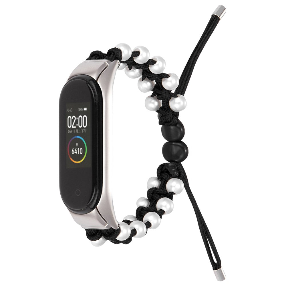 Xiaomi Mi Smart Band 4 / Xiaomi Mi Band 3 Rhinsten og Nylon Rem - Sort#serie_7