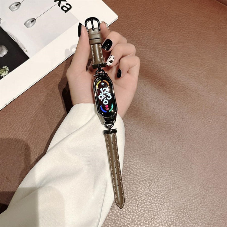 Xiaomi Mi Smart Band 4 / Xiaomi Mi Band 3 Ægte læder Rem - Sølv#serie_9