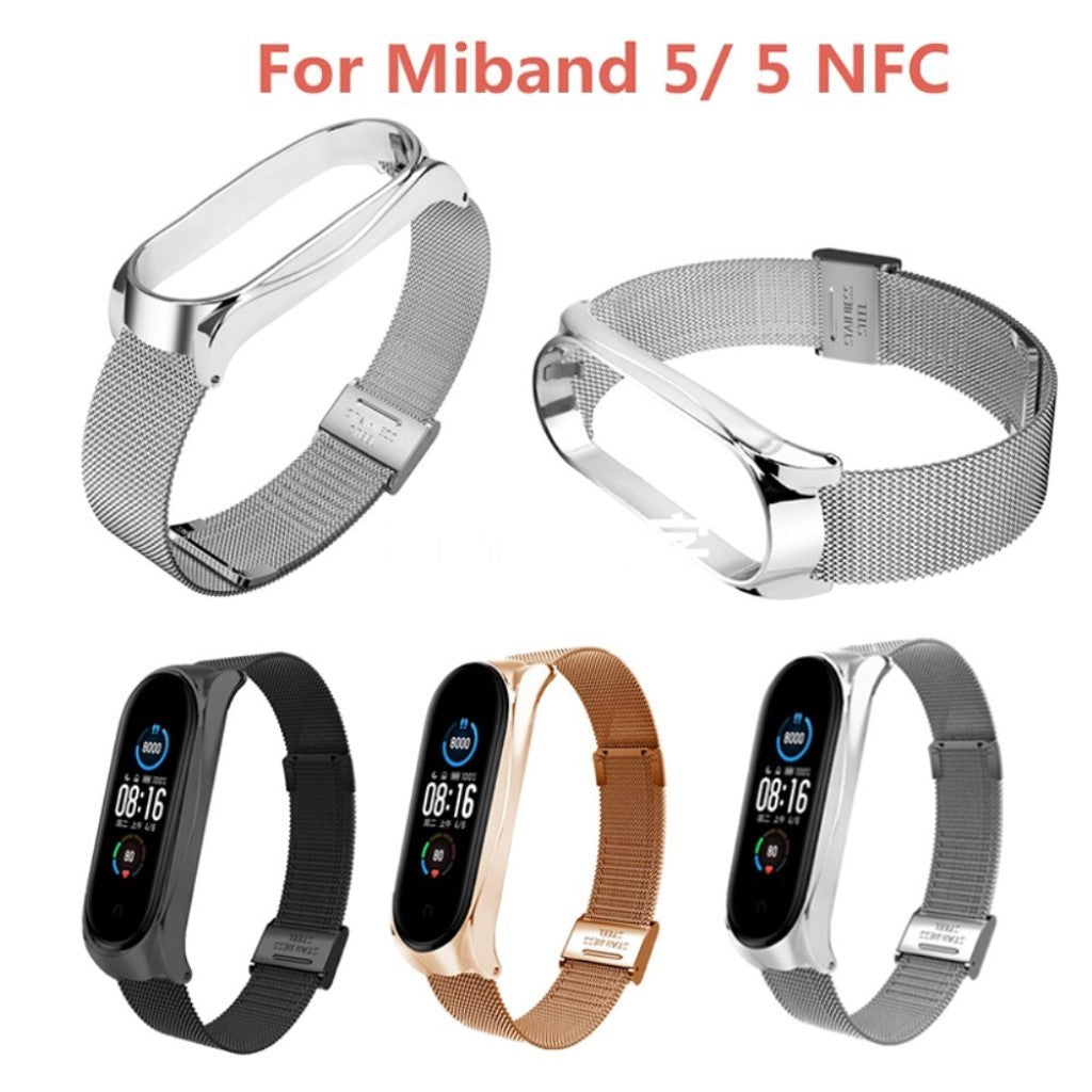 Rigtigt fint Xiaomi Mi Band 5 Metal Rem - Sort#serie_1