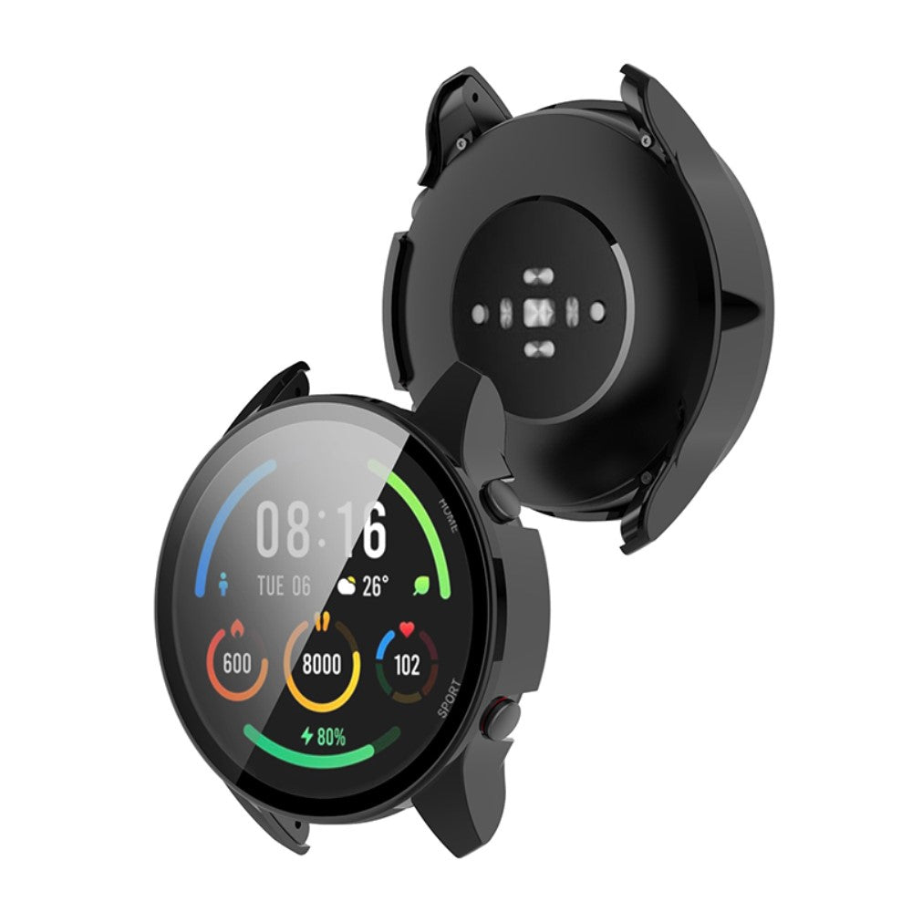 Godt Xiaomi Mi Watch Color Sports Cover med Skรฆrmbeskytter i Plastik og Hรฆrdet Glas - Sort#serie_1