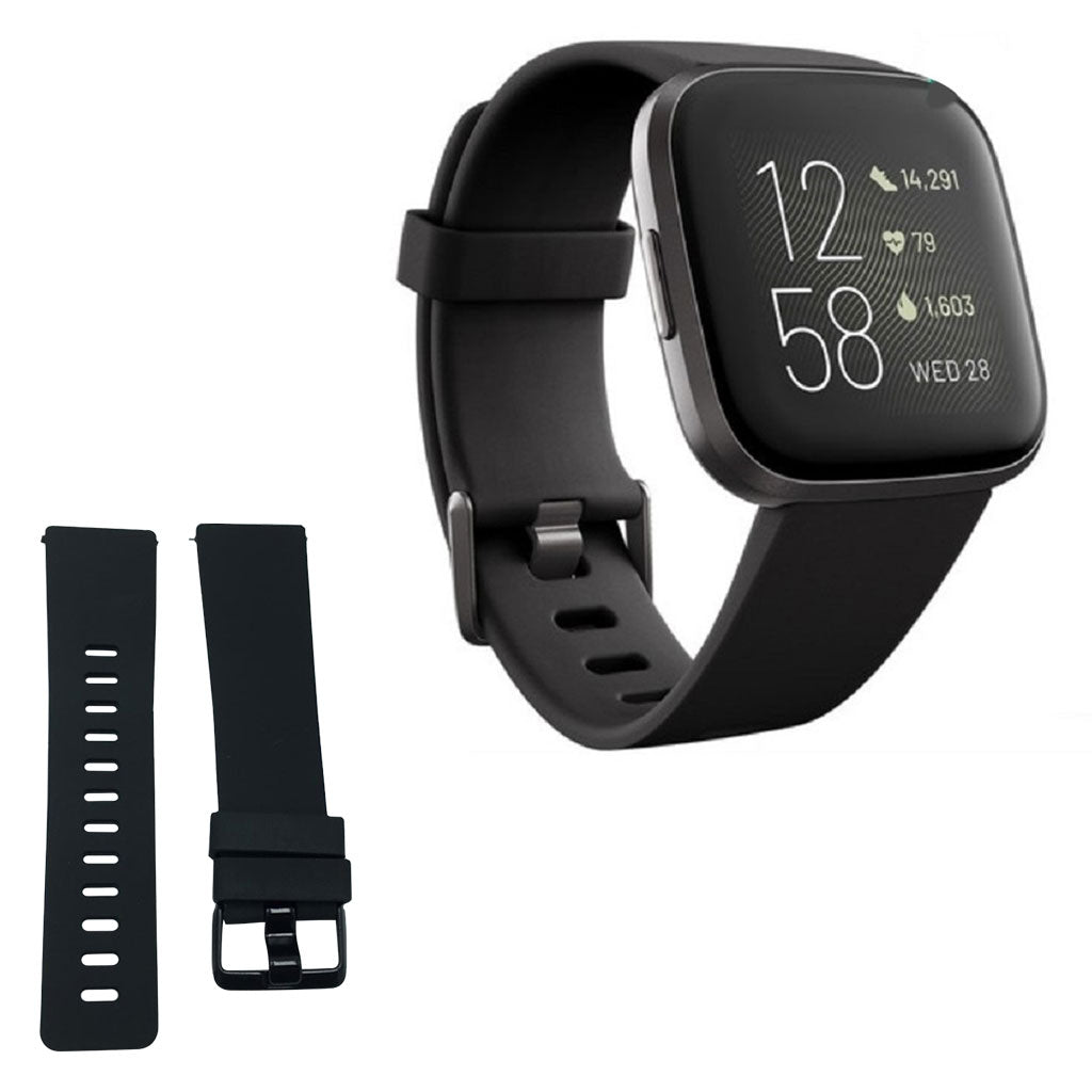 Vildt skรธn Fitbit Versa 2 Silikone Rem - Sort#serie_1