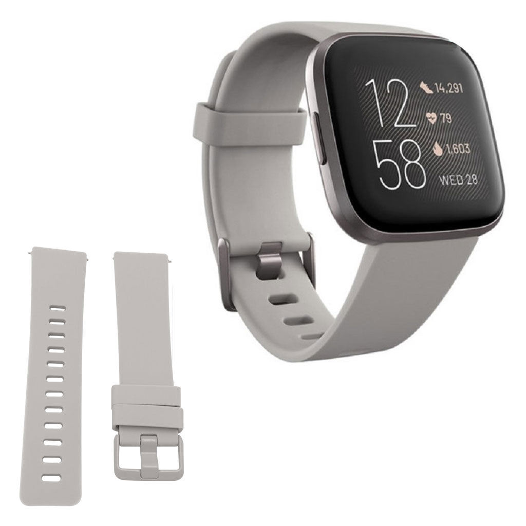 Vildt skøn Fitbit Versa 2 Silikone Rem - Sølv#serie_2