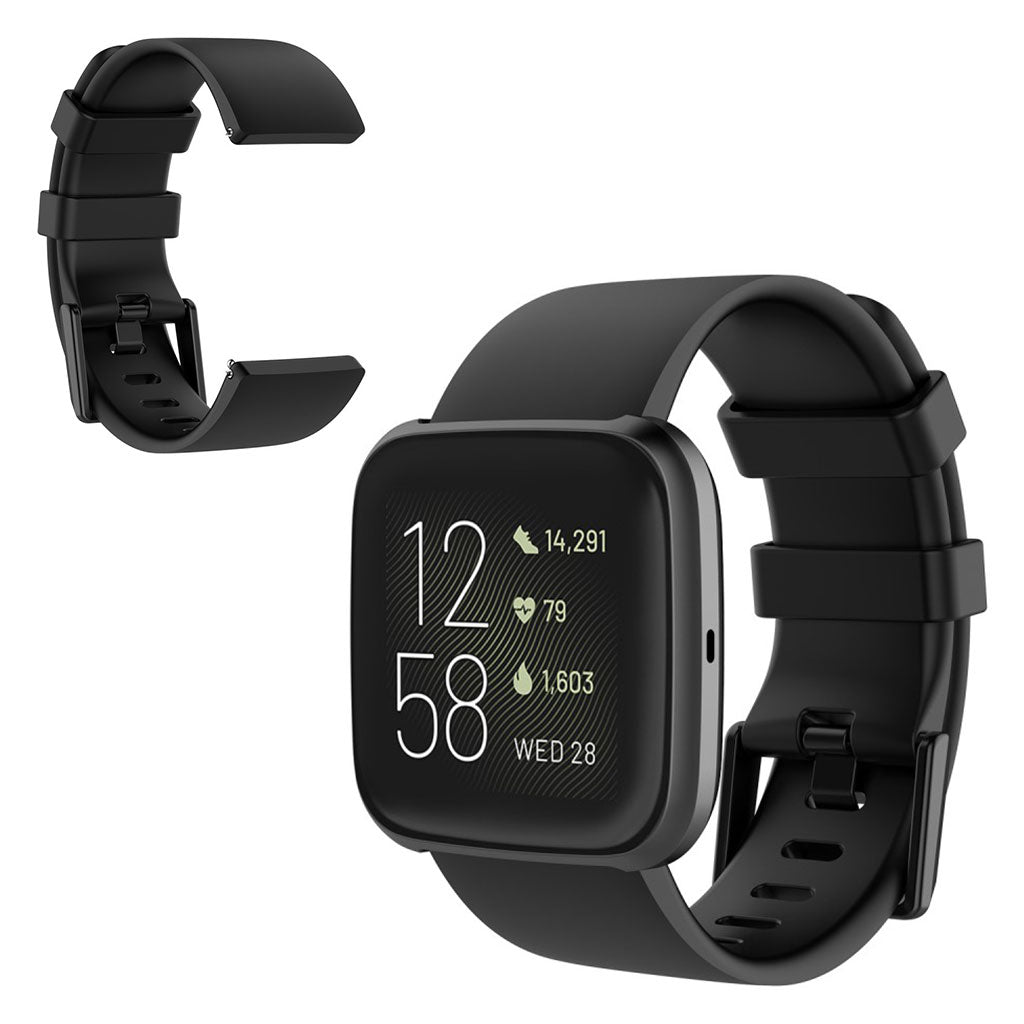 Stilfuld Fitbit Versa 2 / Fitbit Versa Lite Silikone Rem - Stรธrrelse: L - Sort#serie_1