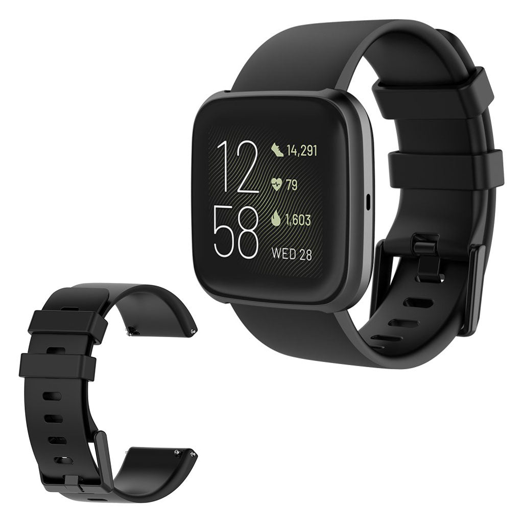 Vildt sejt Fitbit Versa 2 / Fitbit Versa Lite Silikone Rem - Stรธrrelse: S - Sort#serie_1