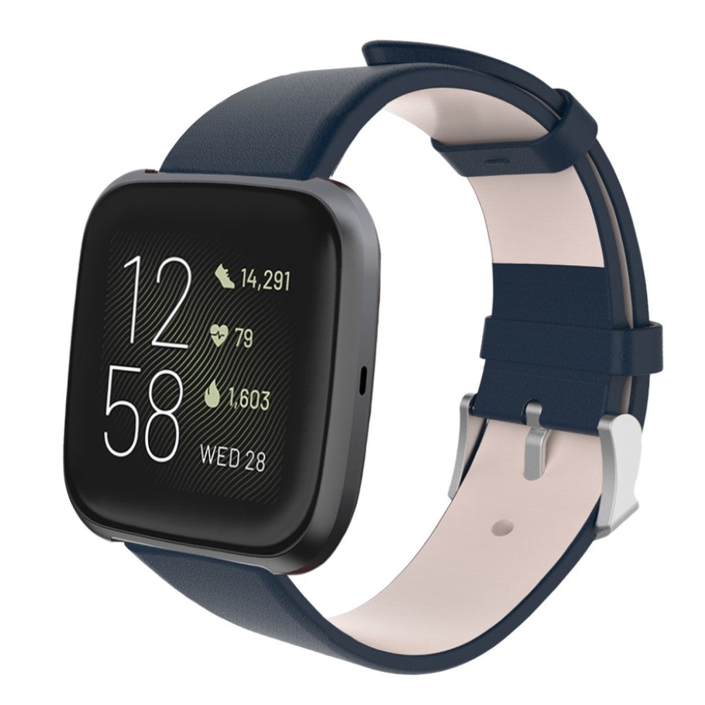 Mega fed Fitbit Versa Lite / Fitbit Versa 2 Kunstlæder Rem - Blå#serie_4