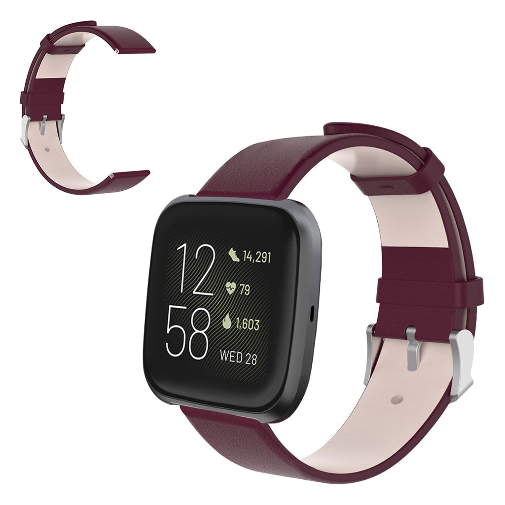 Mega fed Fitbit Versa Lite / Fitbit Versa 2 Kunstlæder Rem - Rød#serie_5