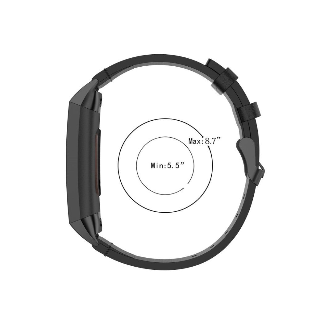 Mega kønt Fitbit Charge 4 / Fitbit Charge 3 Ægte læder Rem - Sort#serie_1