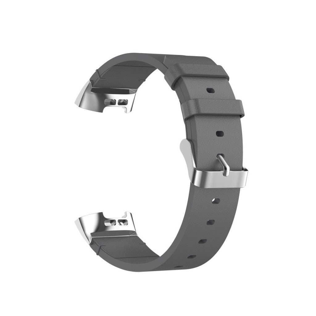 Mega kønt Fitbit Charge 4 / Fitbit Charge 3 Ægte læder Rem - Sølv#serie_3