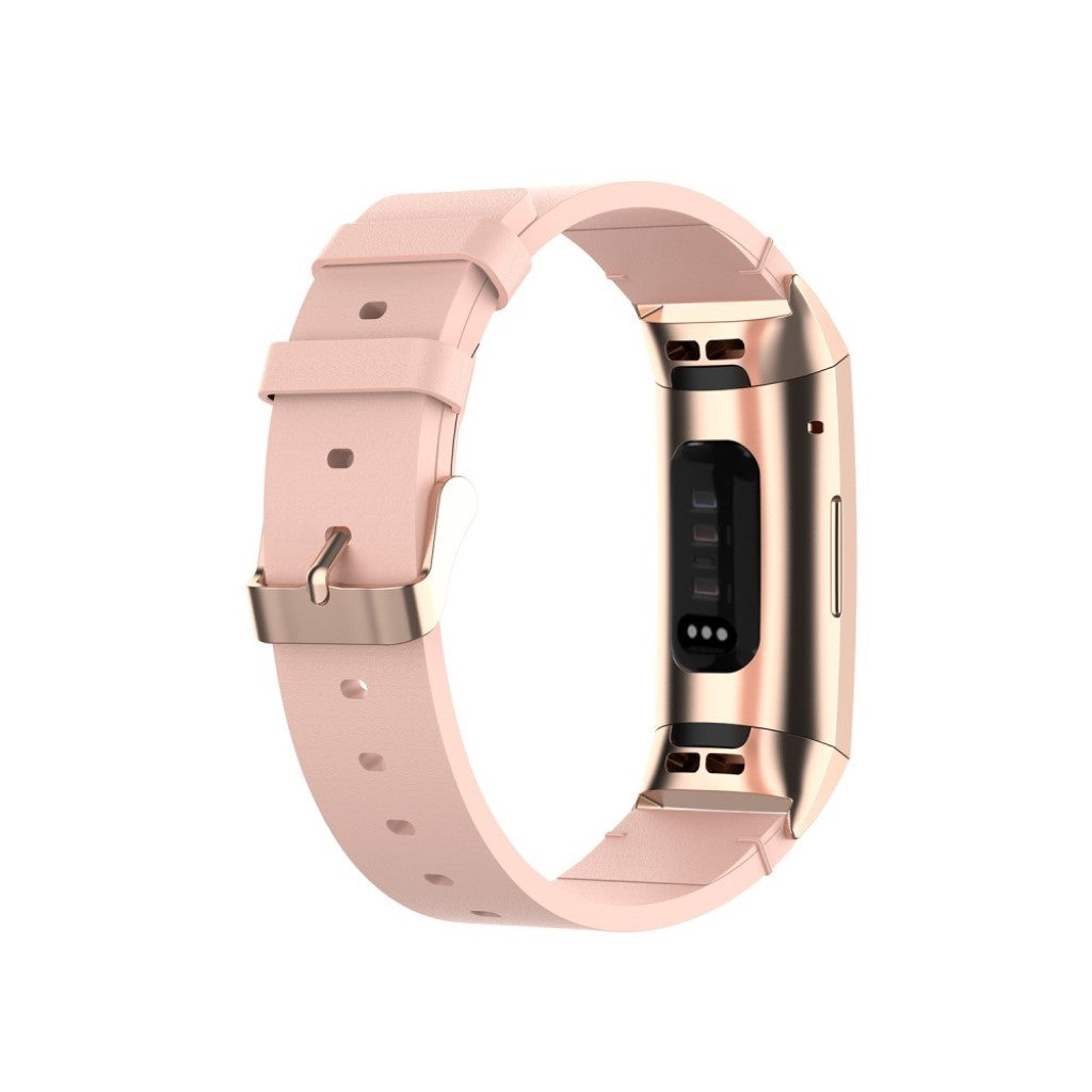 Mega kønt Fitbit Charge 4 / Fitbit Charge 3 Ægte læder Rem - Pink#serie_4