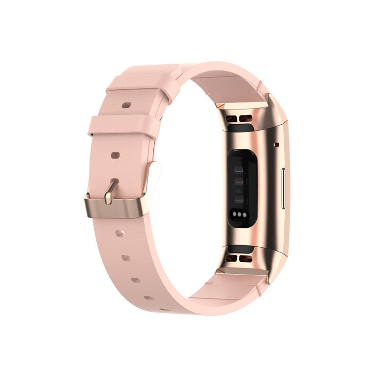 Mega kønt Fitbit Charge 4 / Fitbit Charge 3 Ægte læder Rem - Pink#serie_4