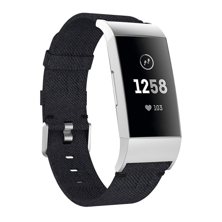 Meget kønt Fitbit Charge 4 / Fitbit Charge 3 Nylon Rem - Sort#serie_1