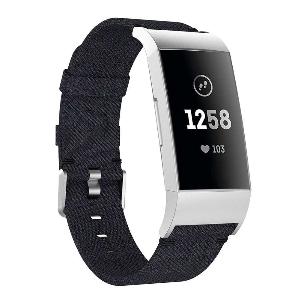 Meget kønt Fitbit Charge 4 / Fitbit Charge 3 Nylon Rem - Sort#serie_1