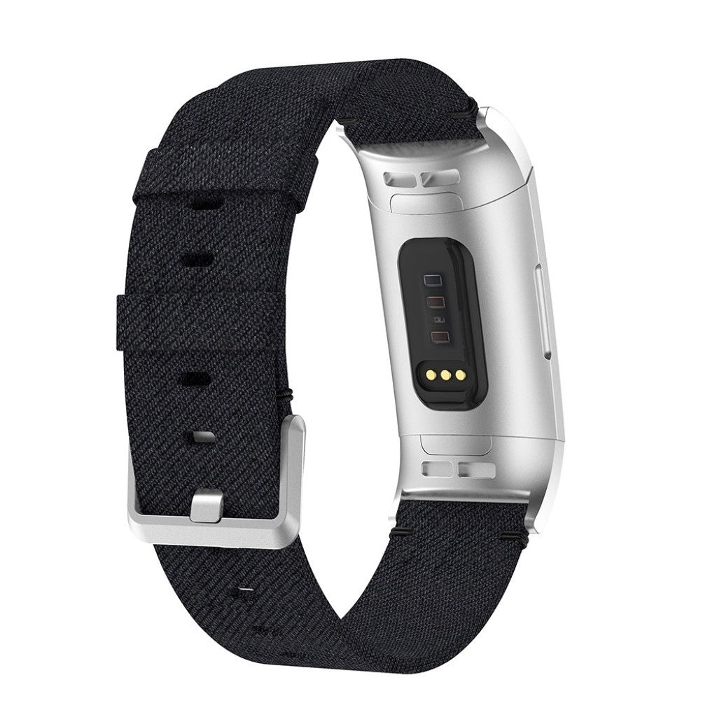 Meget kønt Fitbit Charge 4 / Fitbit Charge 3 Nylon Rem - Sort#serie_1
