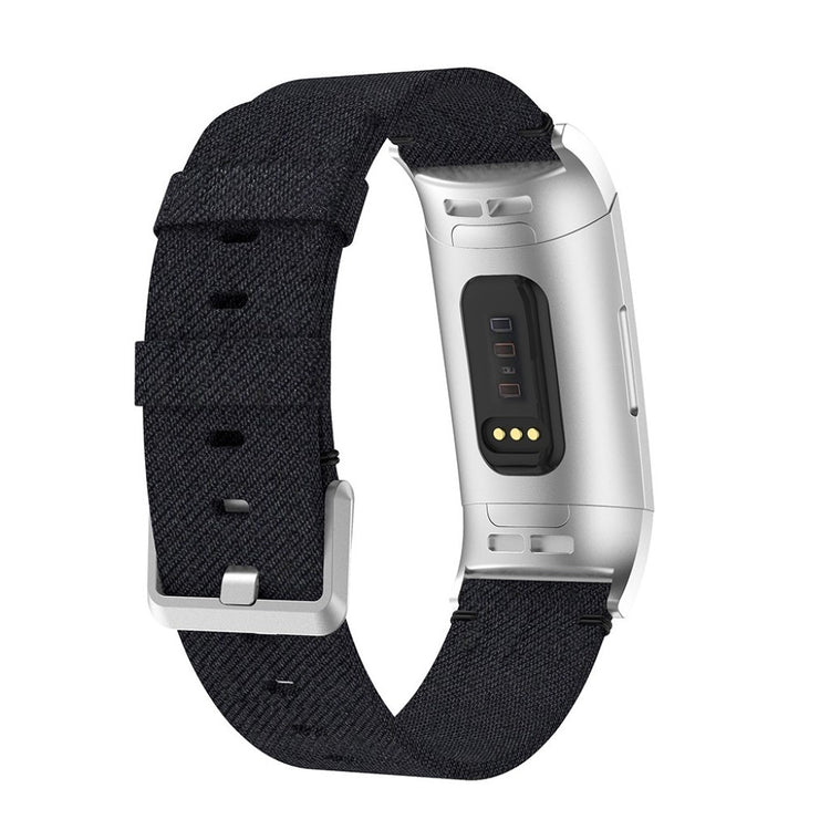 Meget kønt Fitbit Charge 4 / Fitbit Charge 3 Nylon Rem - Sort#serie_1