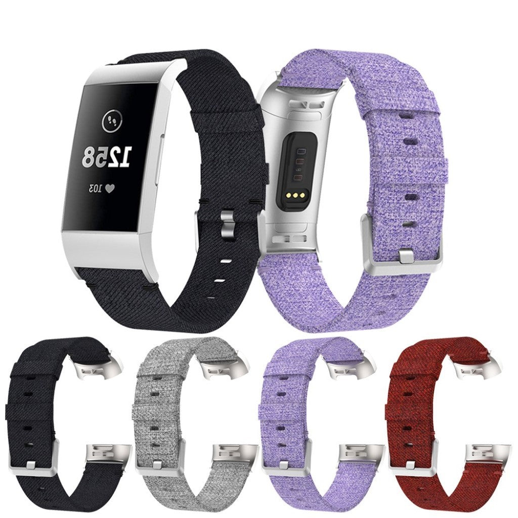 Meget kønt Fitbit Charge 4 / Fitbit Charge 3 Nylon Rem - Sort#serie_1